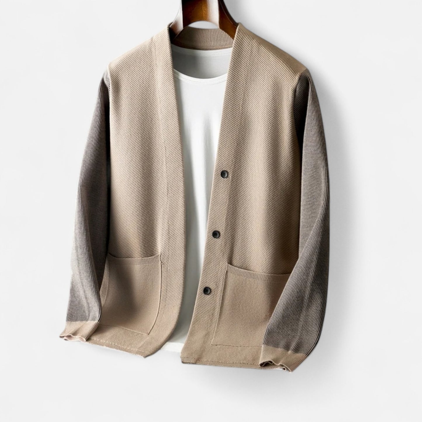 The Gentleman’s Brand | Men’s Knitted Cardigan – Cotton Blend in Cream or Blue, Modern Fit Elegant Casualwear