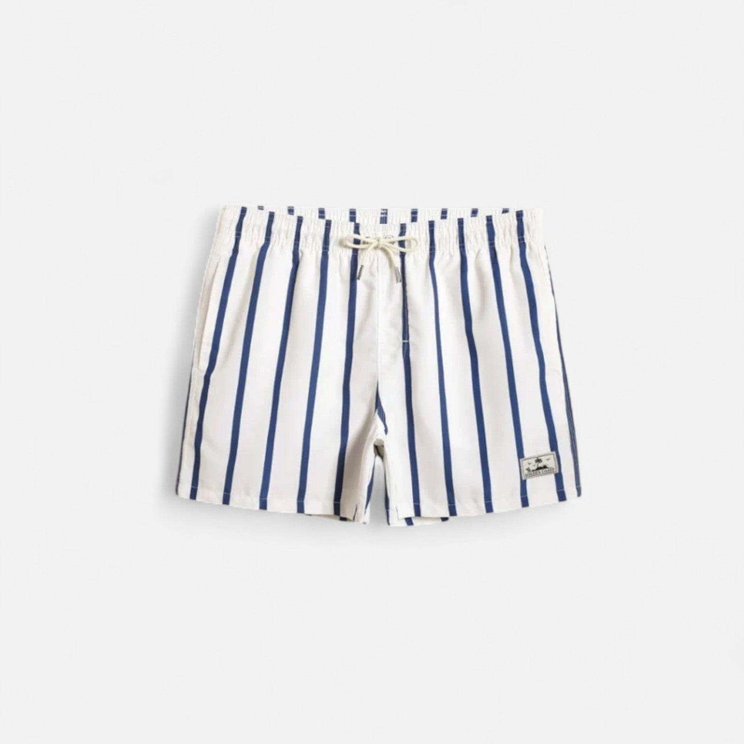 The Gentleman’s Brand | Men’s Striped Swim Shorts – White with Navy Stripes, 100% Polyester, Classic Fit for Old Money Summer Style