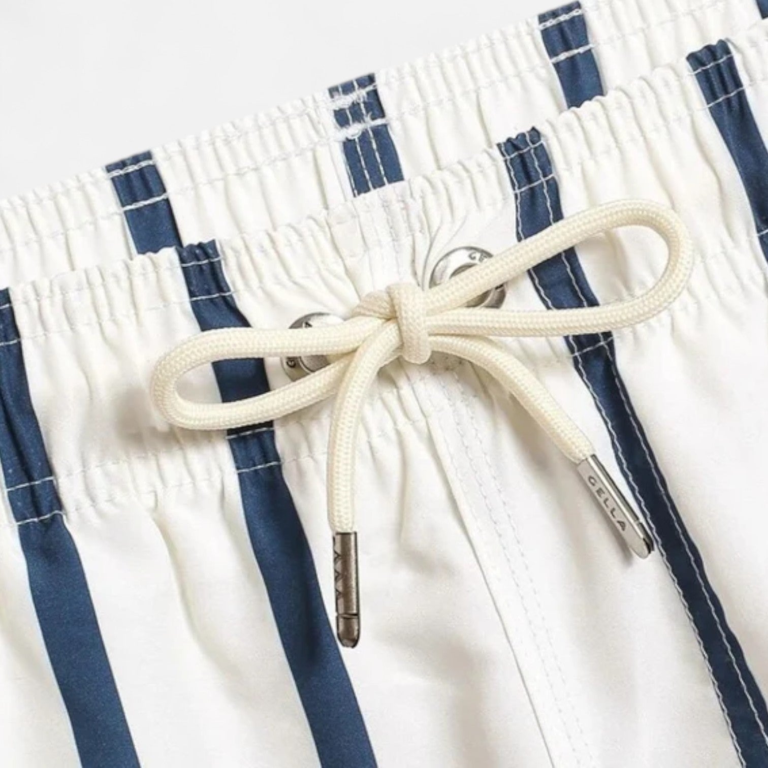 The Gentleman’s Brand | Men’s Striped Swim Shorts – White with Navy Stripes, 100% Polyester, Classic Fit for Old Money Summer Style