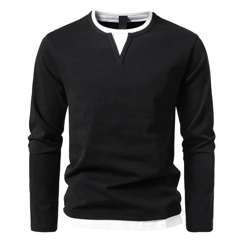 Contrast-Trim Henley Shirt | Cotton Blend | Casual & Stylish