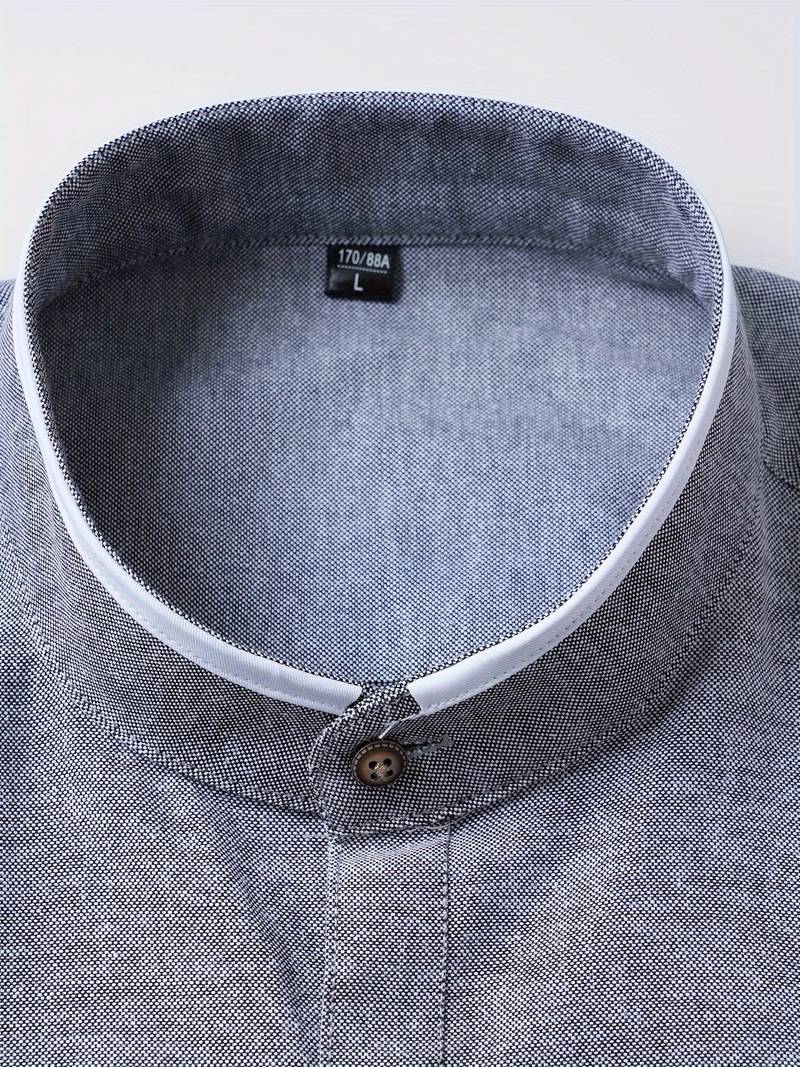 Mandarin Collar Shirt | Cotton Blend | Modern & Sophisticated