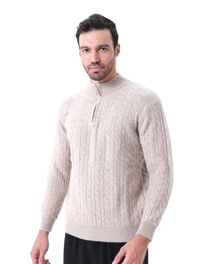 Men's Cable-Knit Half-Zip Sweater | Warm & Stylish | Classic Winter Essential