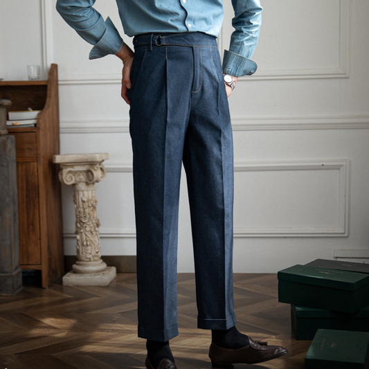 Men’s High-Waisted Tailored Trousers | Elegant Fit | Classic & Versatile