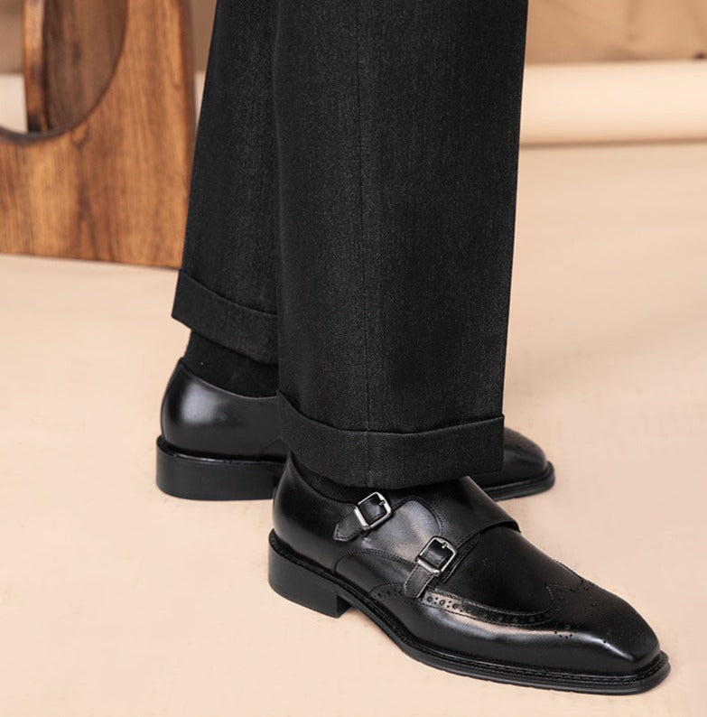 Men’s Leather Monk Strap Shoes | Classic & Sophisticated | Perfect for Formal Wear