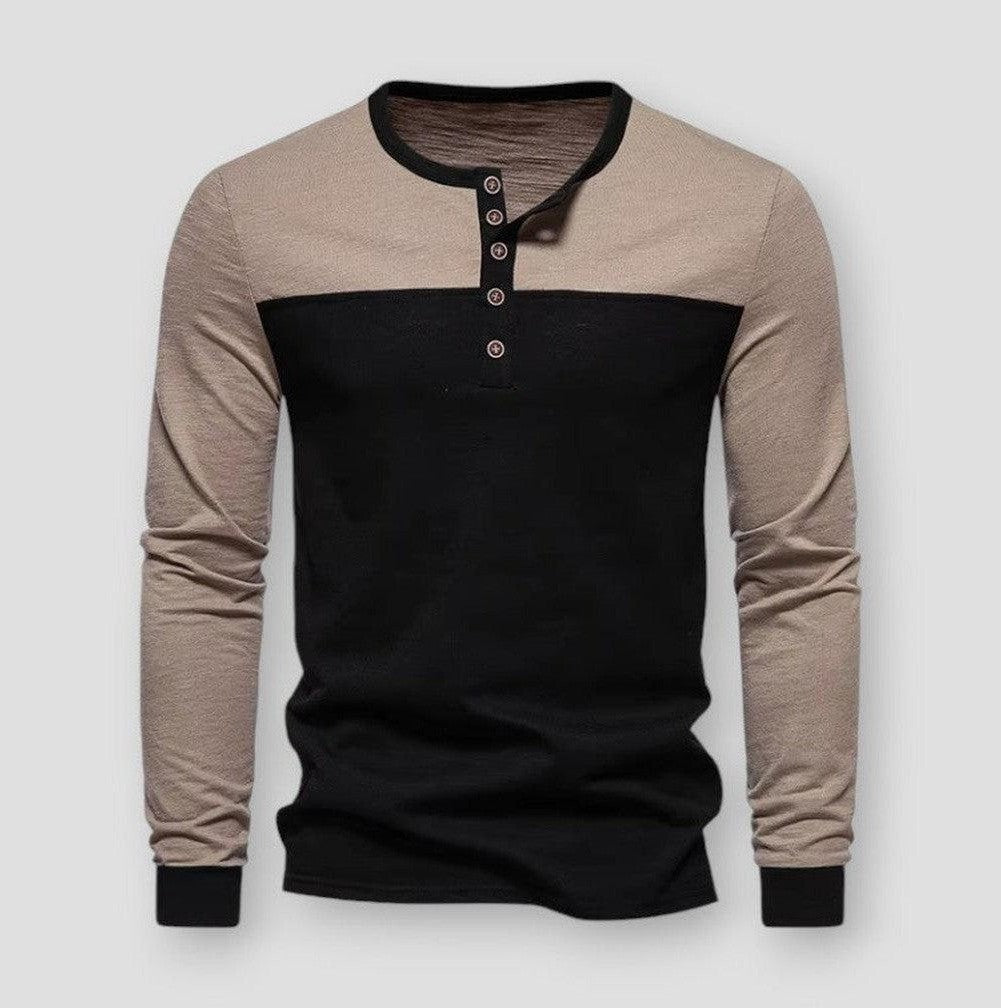 Color Block Henley Shirt | Cotton Blend | Stylish & Comfortable