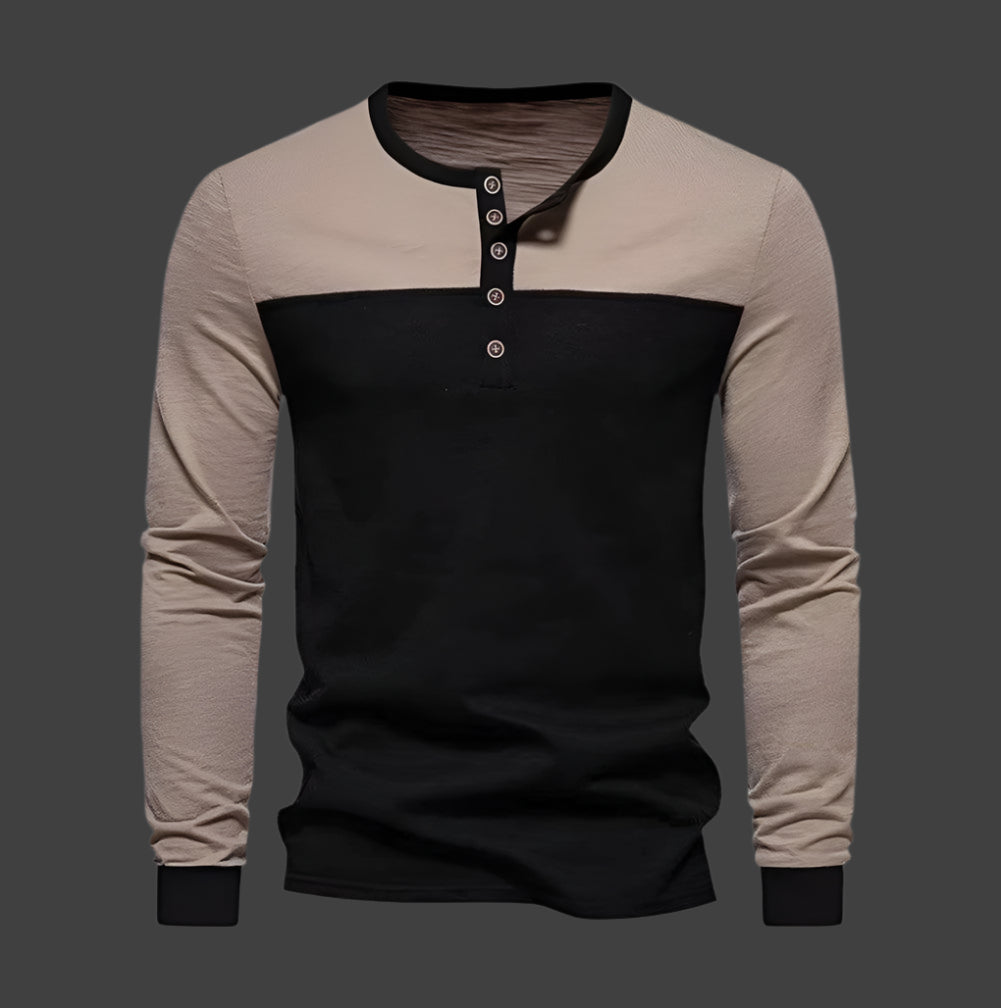 Color Block Henley Shirt | Cotton Blend | Stylish & Comfortable