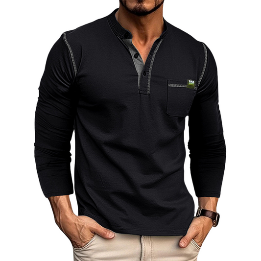 Men’s Zip Henley Shirt | Long Sleeve | Smart & Casual