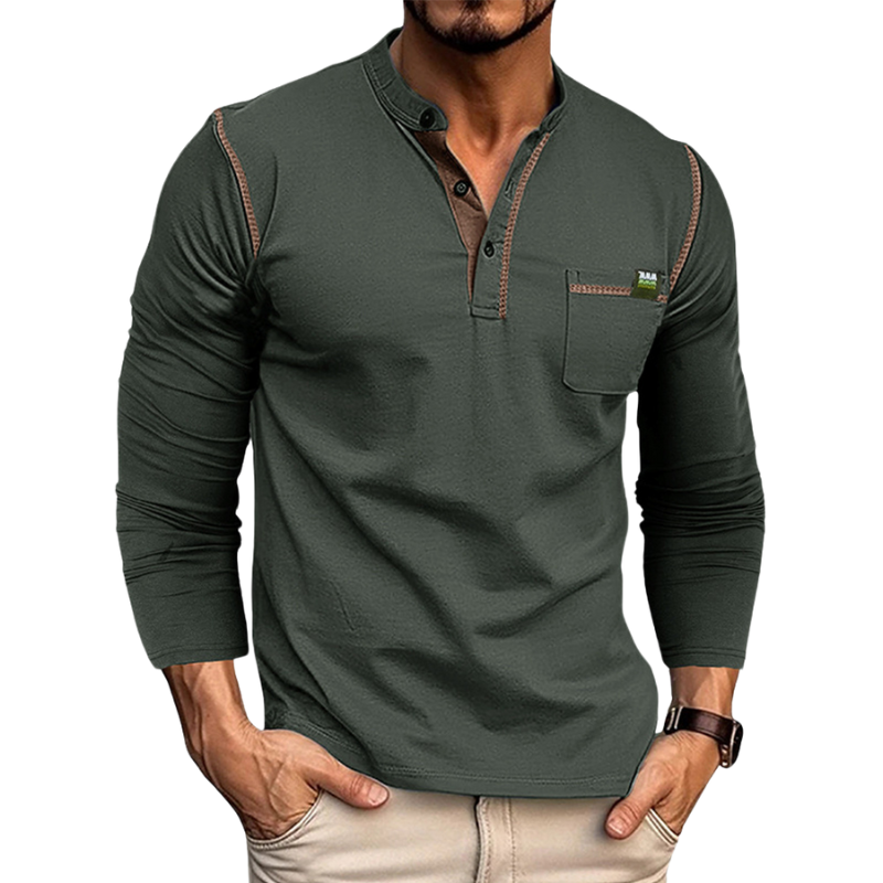 Men’s Zip Henley Shirt | Long Sleeve | Smart & Casual