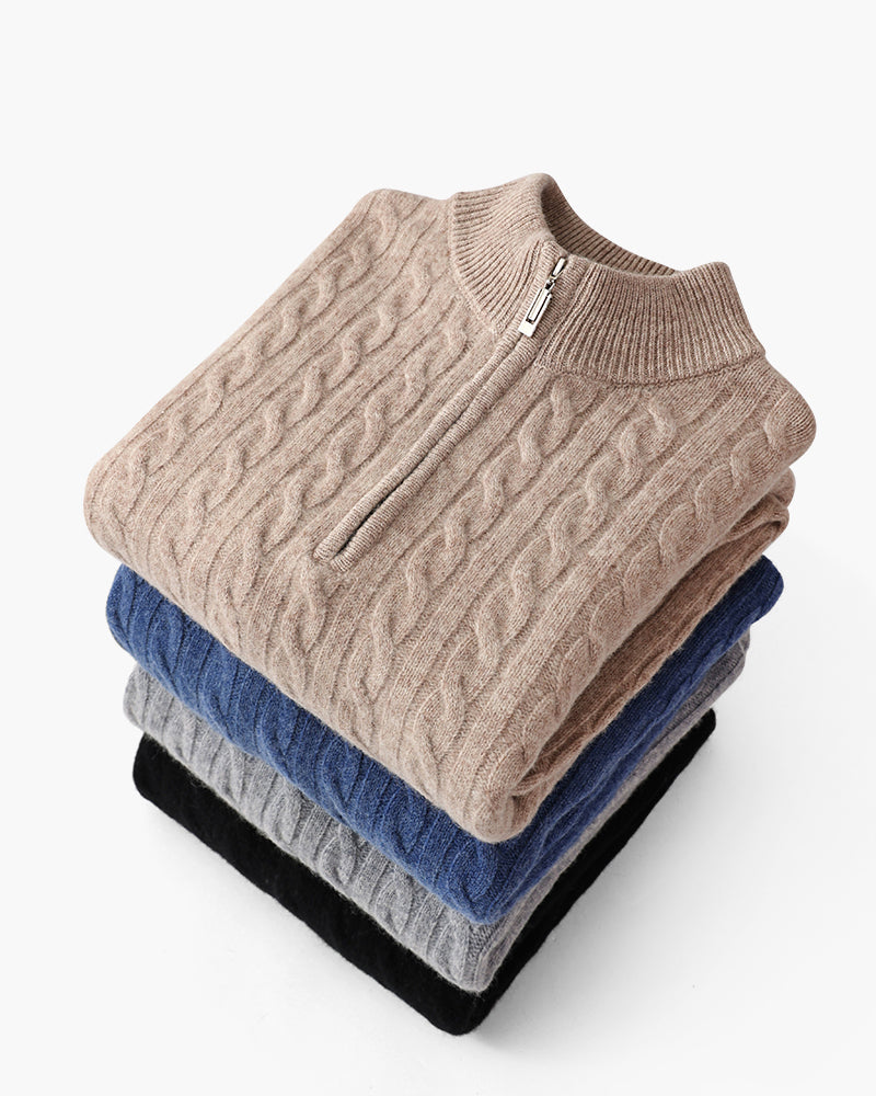 Men's Cable-Knit Half-Zip Sweater | Warm & Stylish | Classic Winter Essential