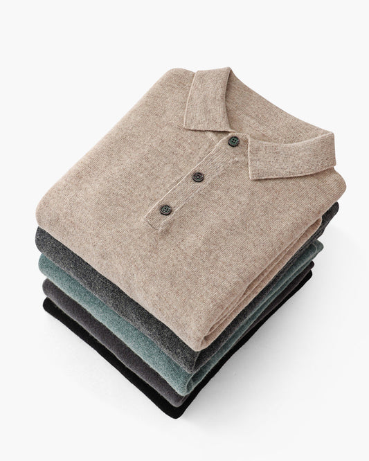 Long-Sleeve Knit Polo | Wool Blend | Warm & Sophisticated