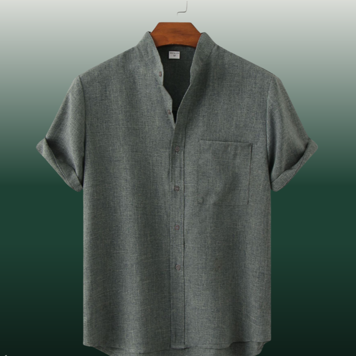 Mandarin Collar Linen Shirt | Lightweight & Breathable | Perfect for Summer