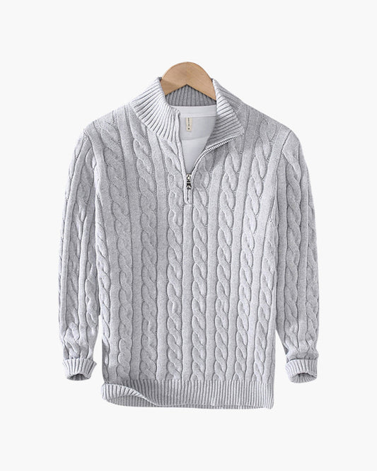 Men’s Cable-Knit Half-Zip Sweater | Warm & Stylish | Classic Design