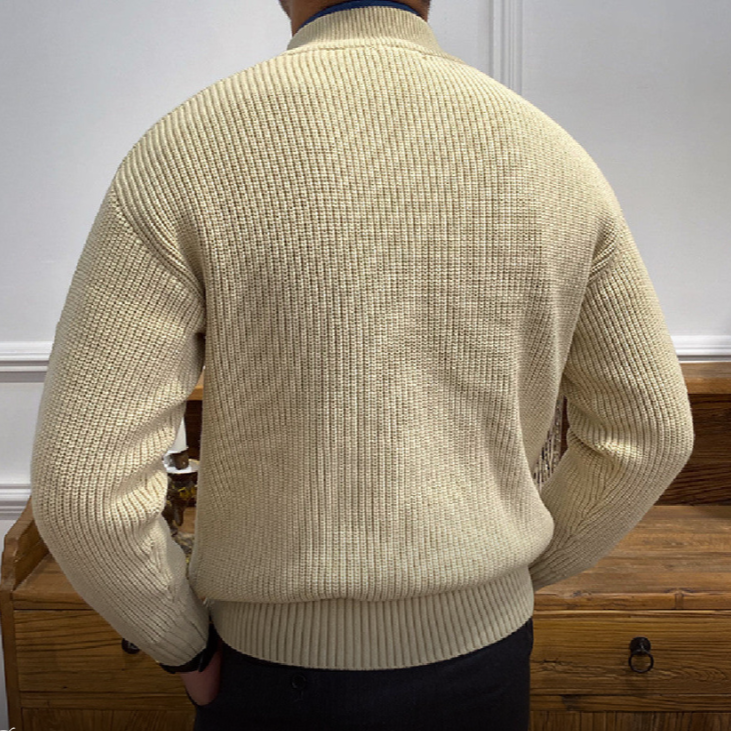 Men's Quarter-Zip Knit Sweater | Wool Blend | Warm & Sophisticated