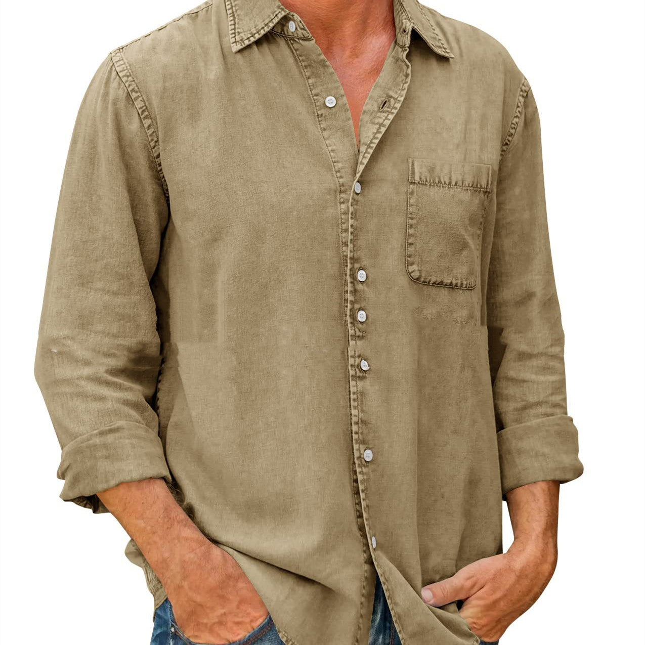 Linen Button-Up Shirt | Men's | Lightweight & Stylish