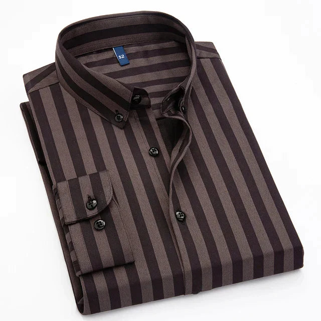 Striped Long-Sleeve Shirt | Slim Fit | Elegant Formal Wear