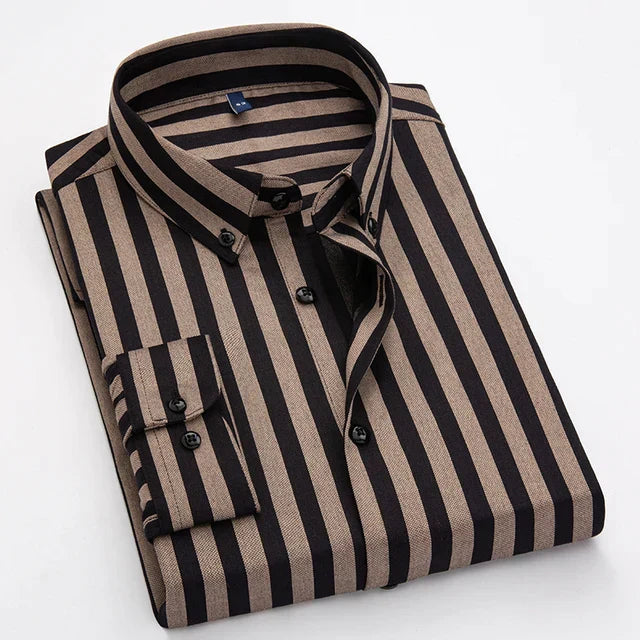 Striped Long-Sleeve Shirt | Slim Fit | Elegant Formal Wear