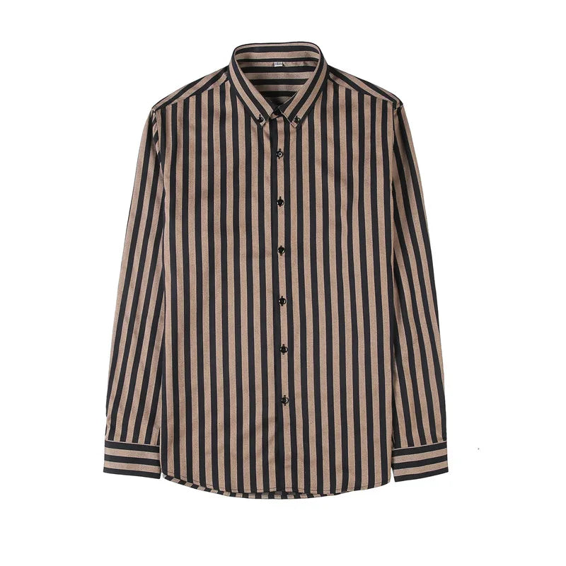 Striped Long-Sleeve Shirt | Slim Fit | Elegant Formal Wear