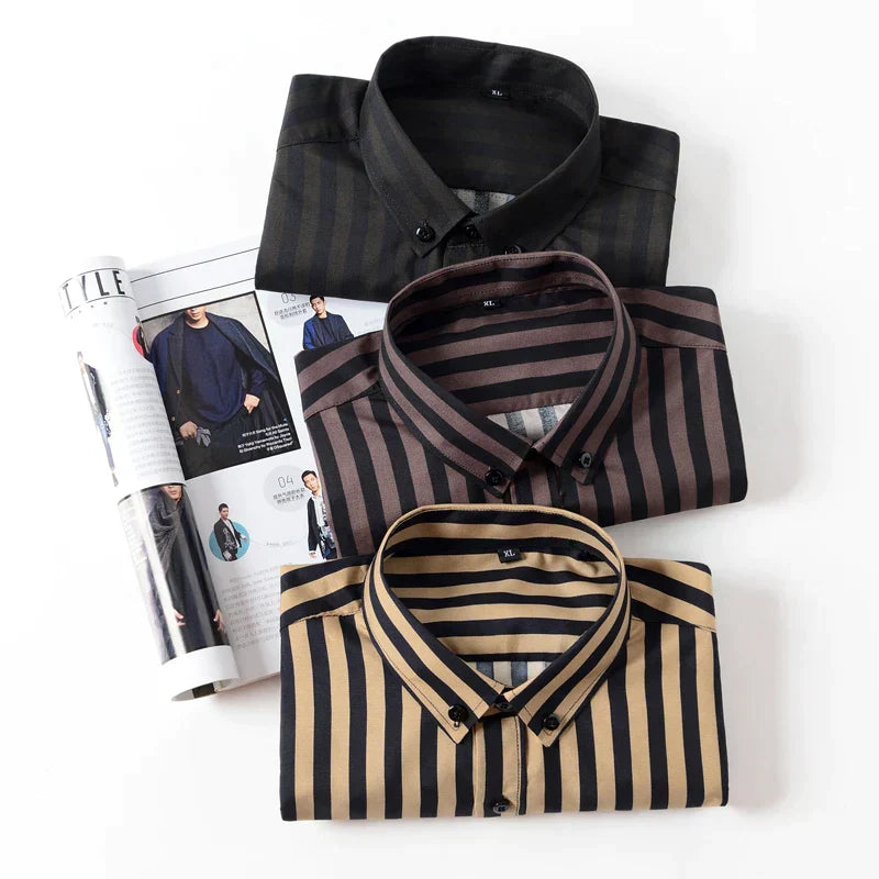 Striped Long-Sleeve Shirt | Slim Fit | Elegant Formal Wear