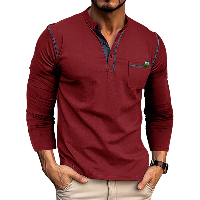 Men’s Zip Henley Shirt | Long Sleeve | Smart & Casual