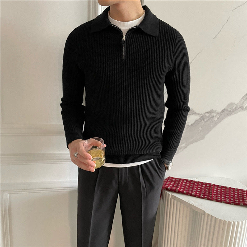 Collared Half-Zip Knit Sweater | Elegant & Versatile | Soft Knit Comfort