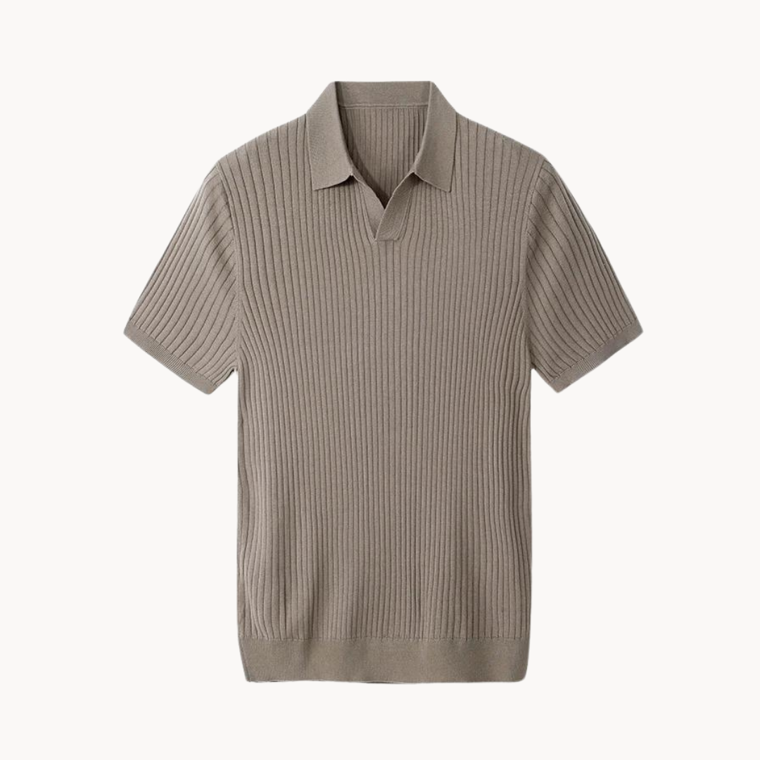 Ribbed Knit Polo Shirt | Soft & Breathable | Vintage-Inspired Elegance