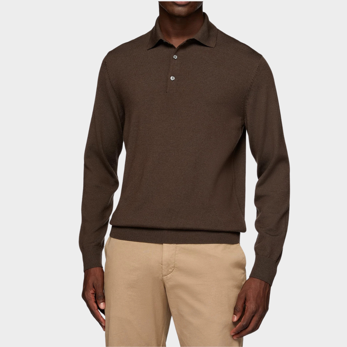 Long-Sleeve Polo Sweater | Wool Blend | Smart & Comfortable