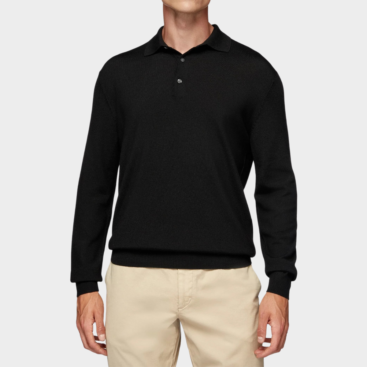 Long-Sleeve Polo Sweater | Wool Blend | Smart & Comfortable