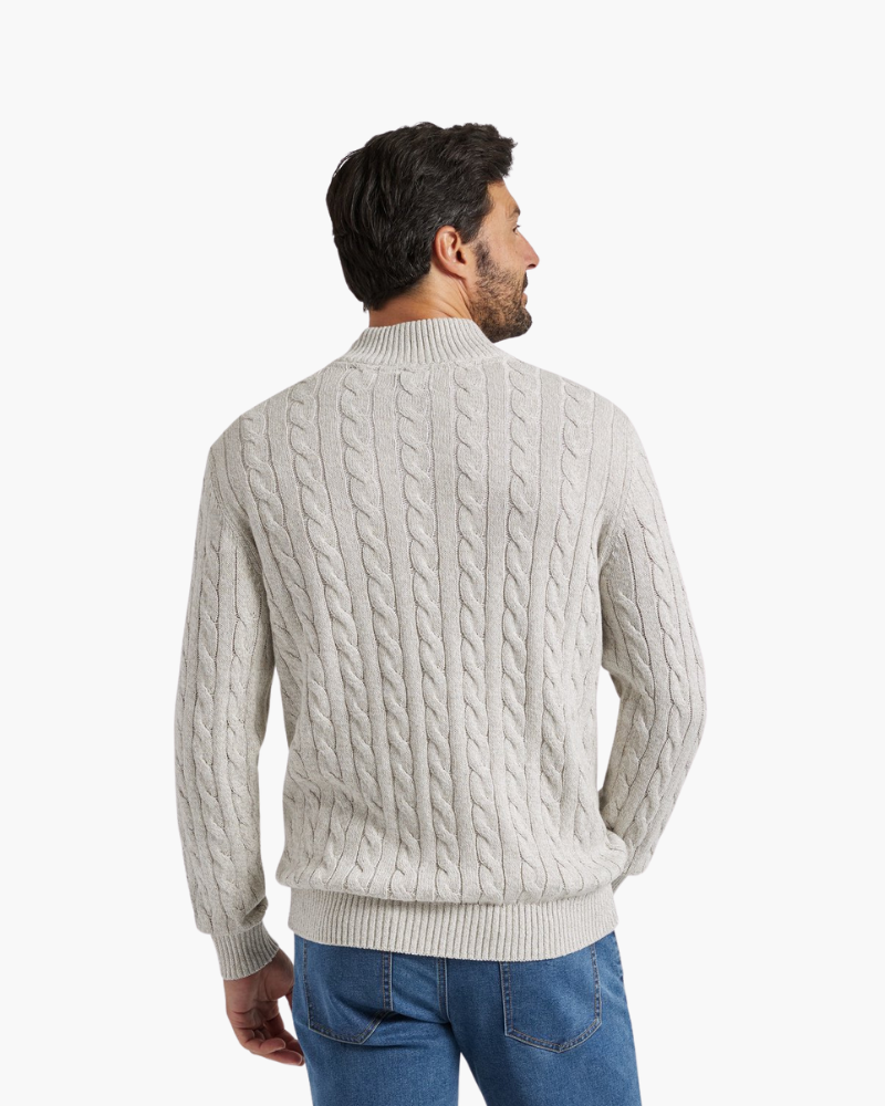 Men’s Cable-Knit Half-Zip Sweater | Warm & Stylish | Classic Design