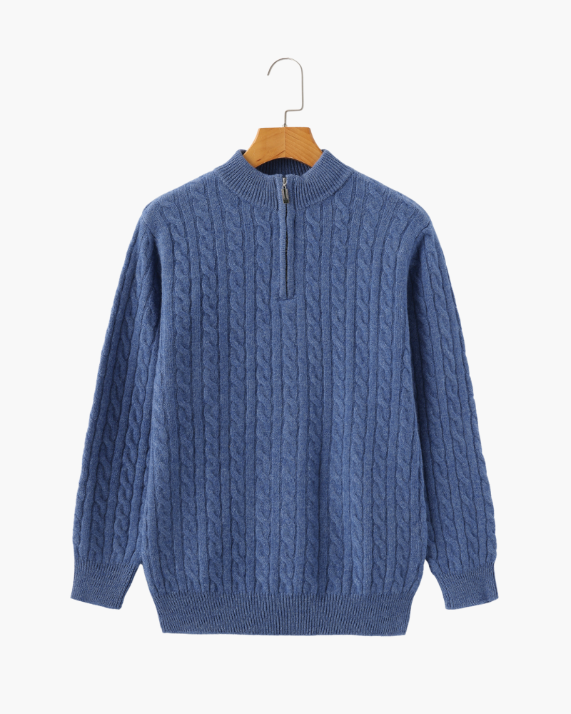 Men's Cable-Knit Half-Zip Sweater | Warm & Stylish | Classic Winter Essential