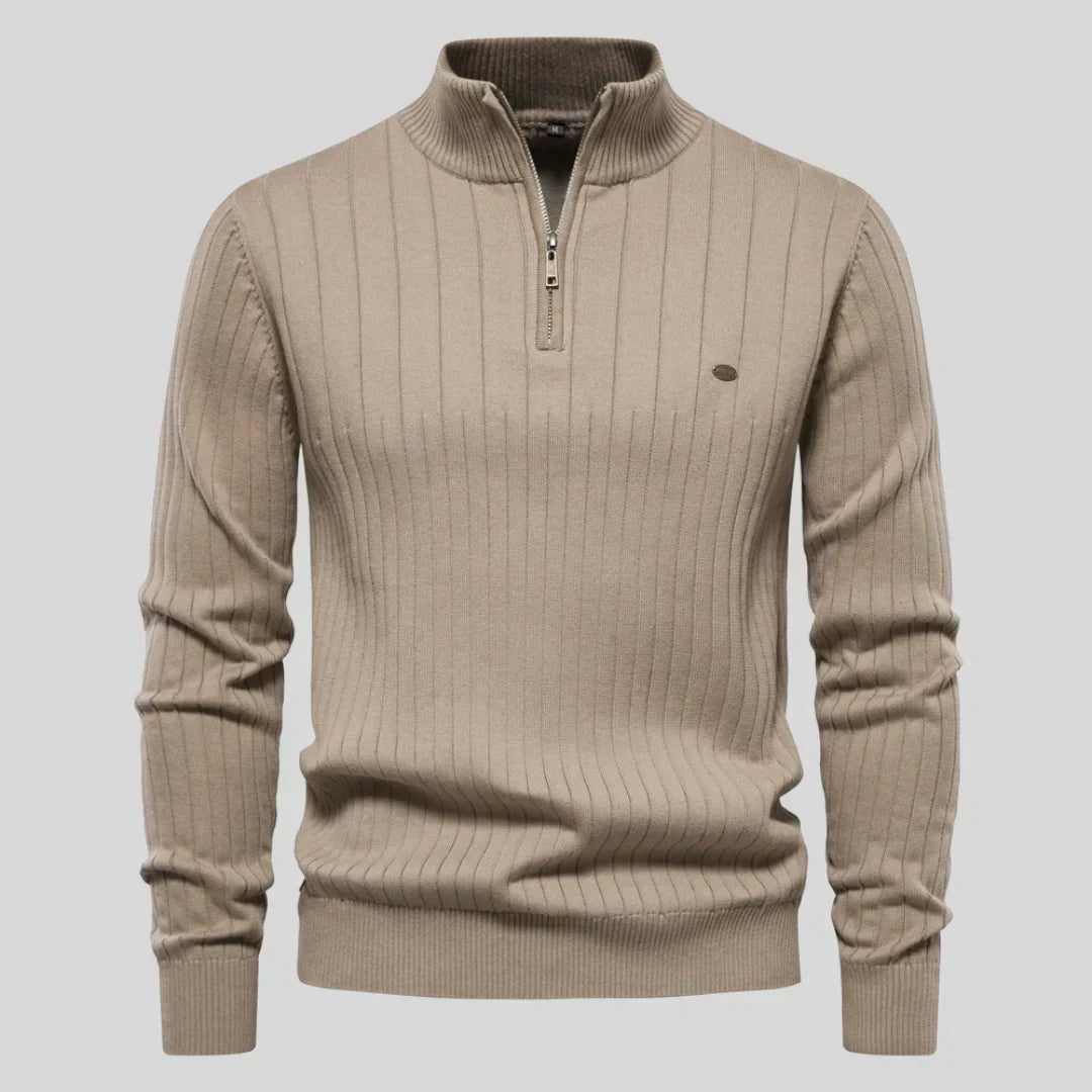 Ribbed Knit Sweater | Half-Zip | Warm & Stylish