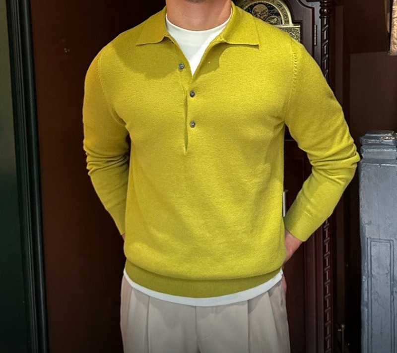 Men's Long-Sleeve Polo Shirt | Cotton Blend | Elegant & Versatile