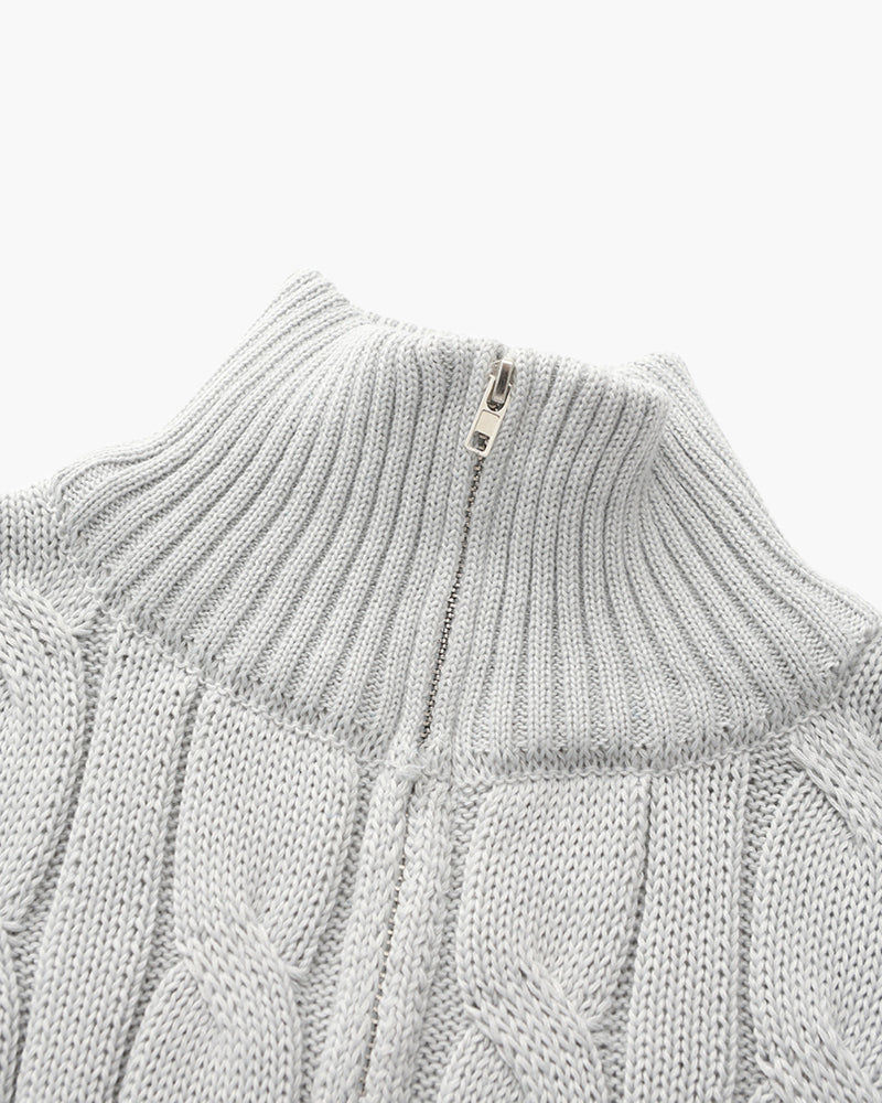 Men’s Cable-Knit Half-Zip Sweater | Warm & Stylish | Classic Design