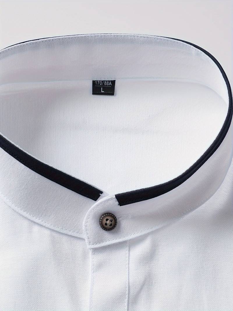 Mandarin Collar Shirt | Cotton Blend | Modern & Sophisticated