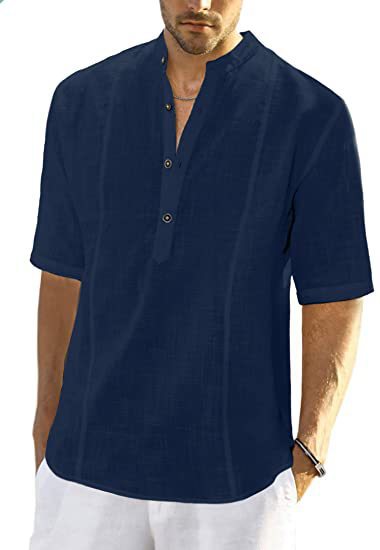 Men’s Half-Sleeve Henley Shirt | Lightweight | Casual & Breathable