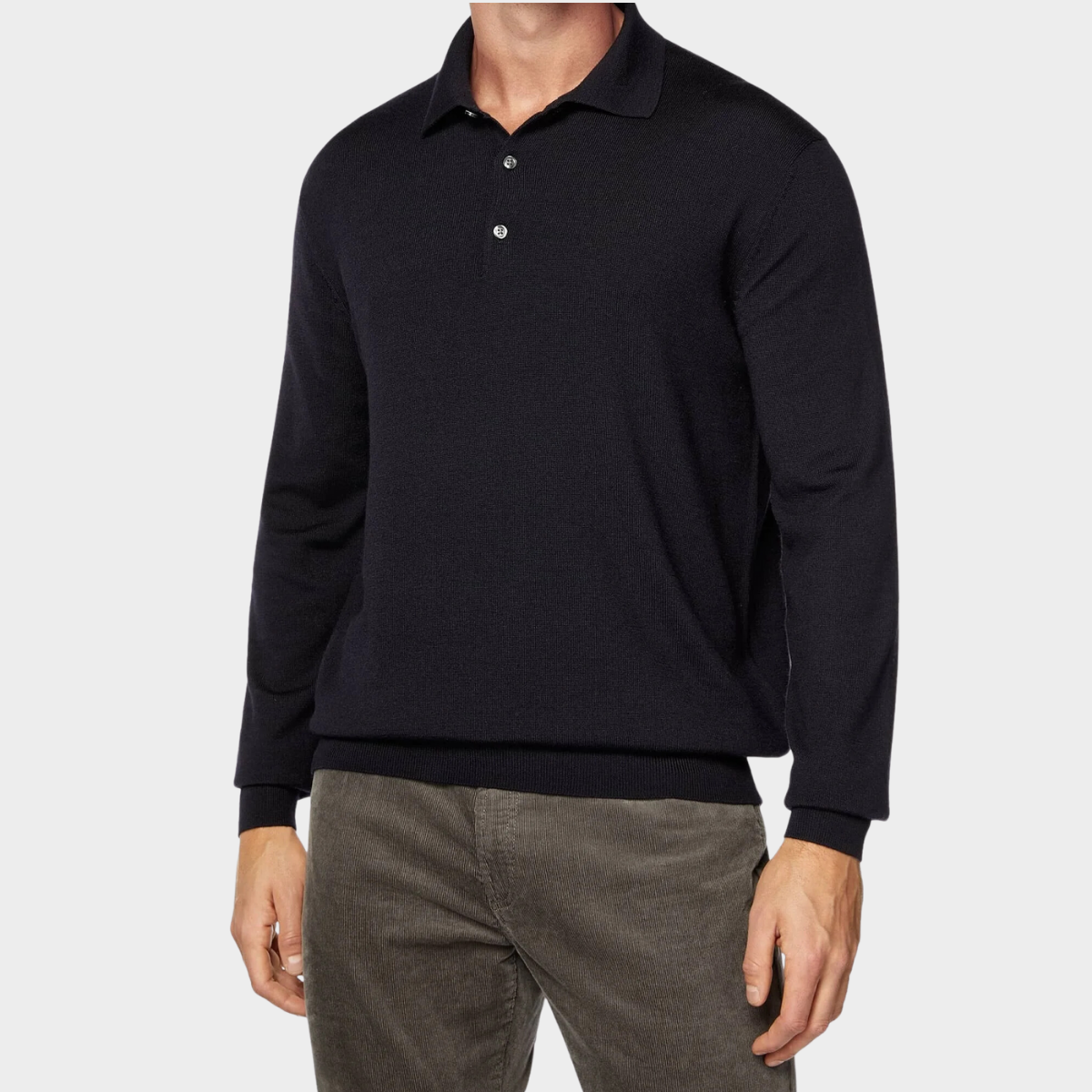 Long-Sleeve Polo Sweater | Wool Blend | Smart & Comfortable