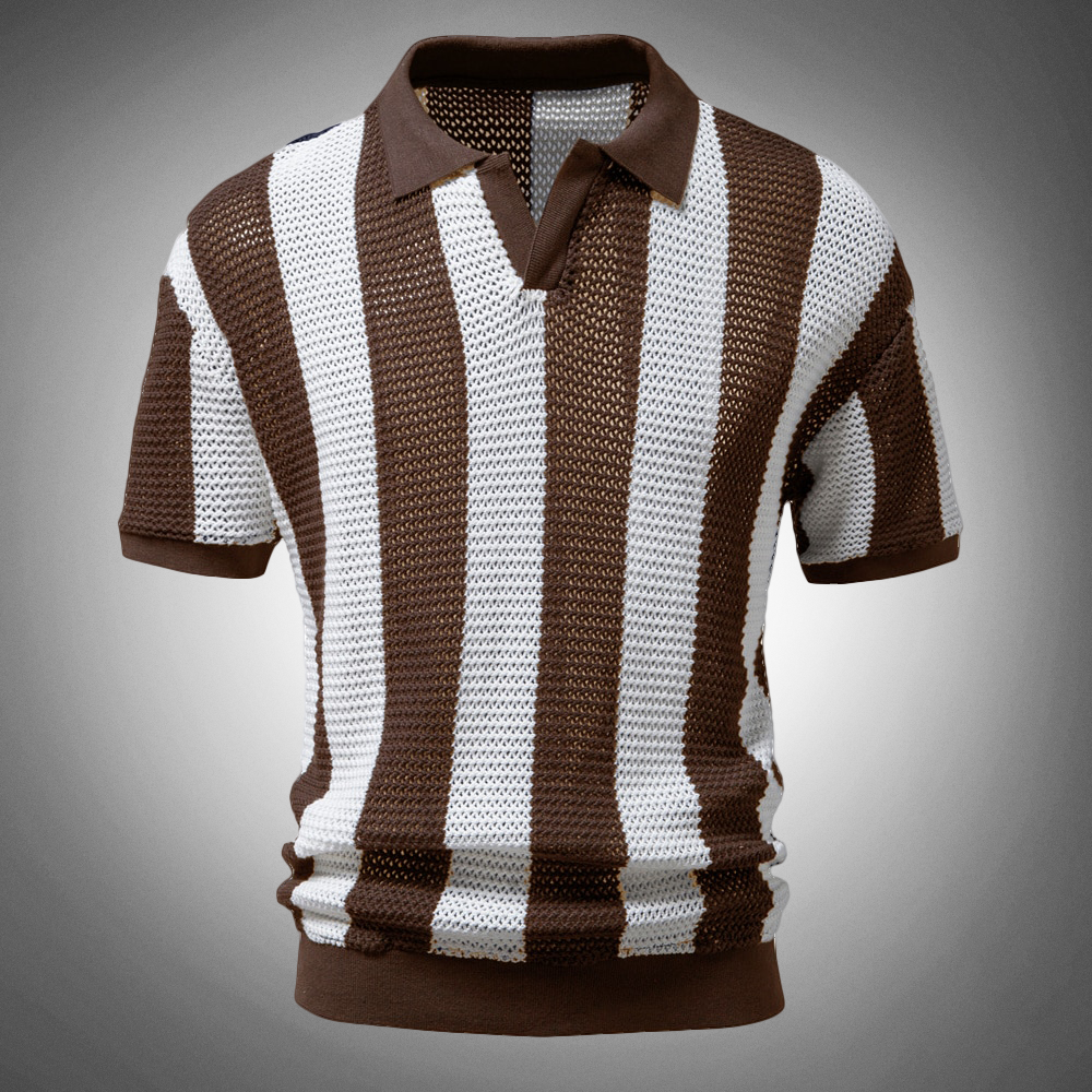 Striped Knitted Polo | Retro-Inspired & Breathable | Smart-Casual Essential