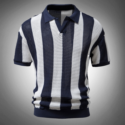 Striped Knitted Polo | Retro-Inspired & Breathable | Smart-Casual Essential