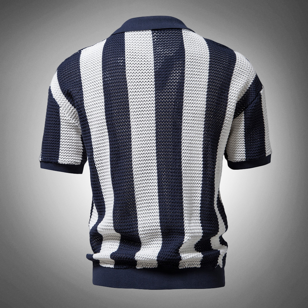 Striped Knitted Polo | Retro-Inspired & Breathable | Smart-Casual Essential