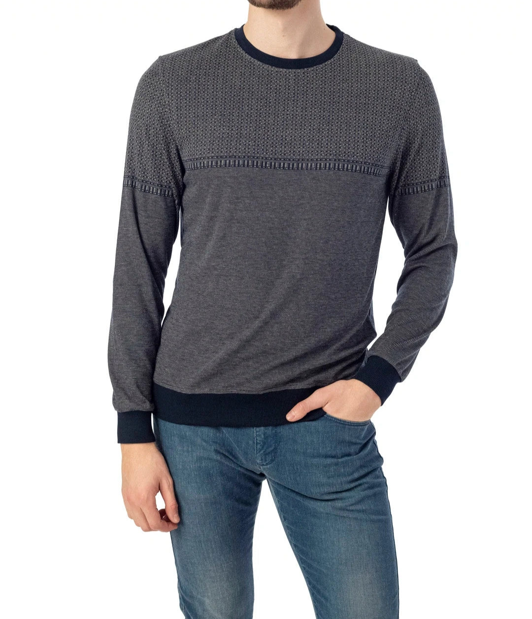 Textured Crewneck Sweater | Wool Blend | Stylish & Comfortable