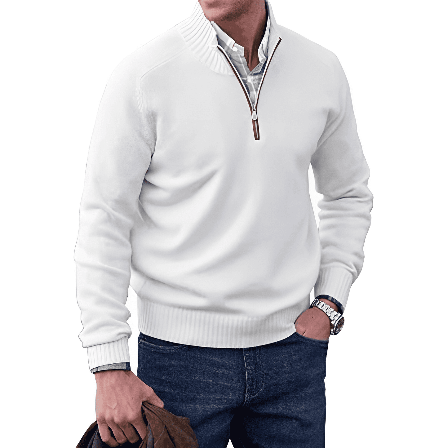 Men's Quarter-Zip Sweater | Cotton Blend | Smart & Versatile