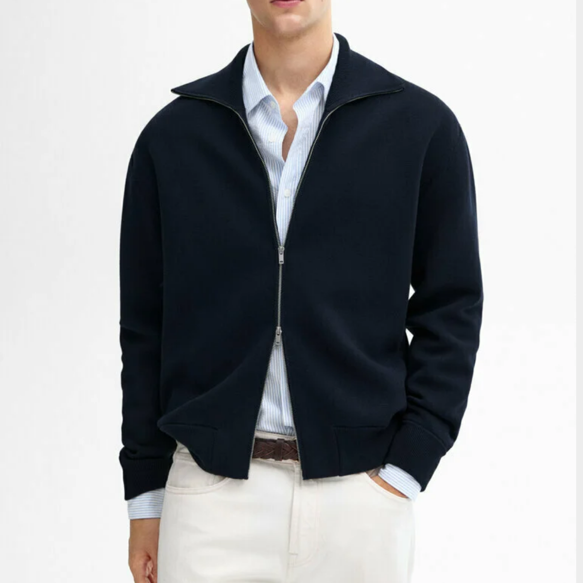 Zip-Up Cardigan | Wool Blend | Lightweight & Stylish