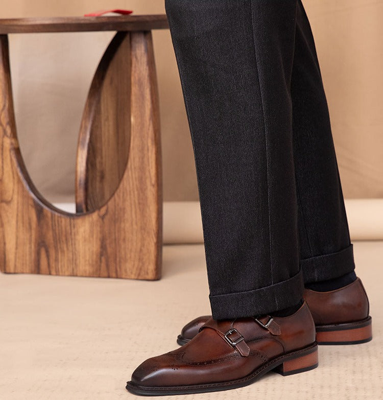 Men’s Leather Monk Strap Shoes | Classic & Sophisticated | Perfect for Formal Wear