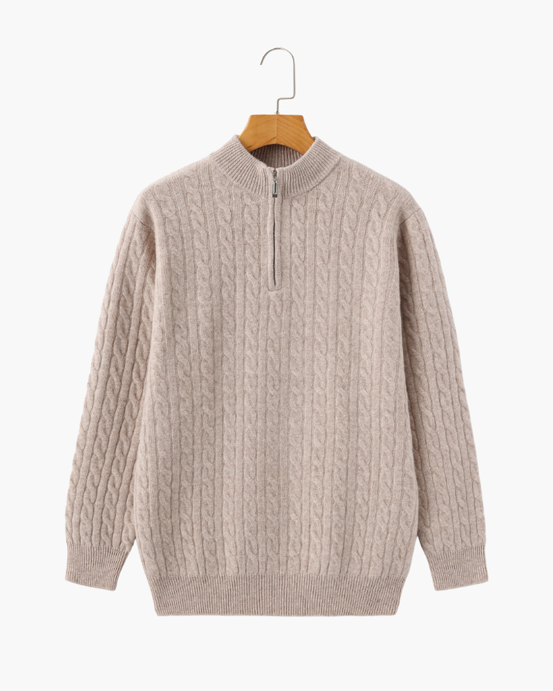 Men's Cable-Knit Half-Zip Sweater | Warm & Stylish | Classic Winter Essential