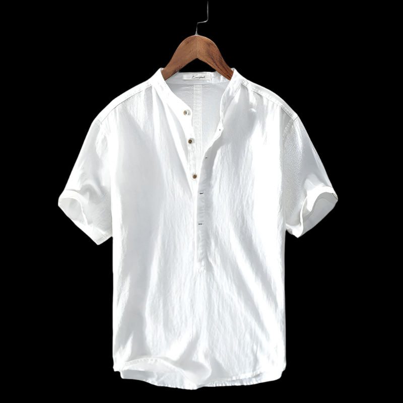 Mandarin Collar Short-Sleeve Shirt | Lightweight & Stylish | Perfect for Summer