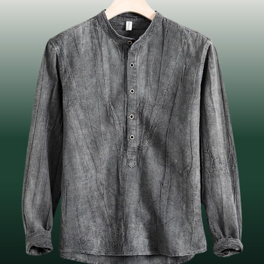 Long-Sleeve Henley Linen Shirt | Lightweight & Stylish | Perfect for Smart-Casual Wear