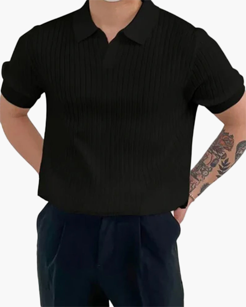 Ribbed Knit Polo Shirt | Sleek & Modern | Smart-Casual Essential