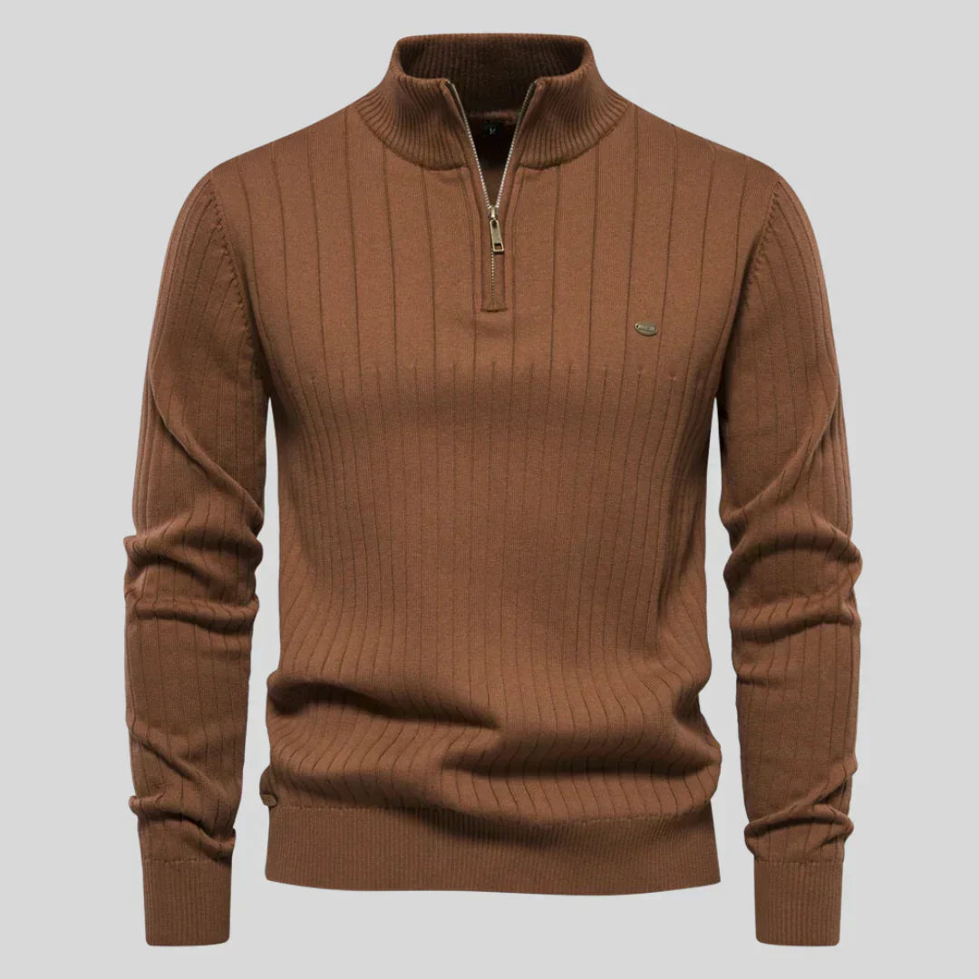 Ribbed Knit Sweater | Half-Zip | Warm & Stylish