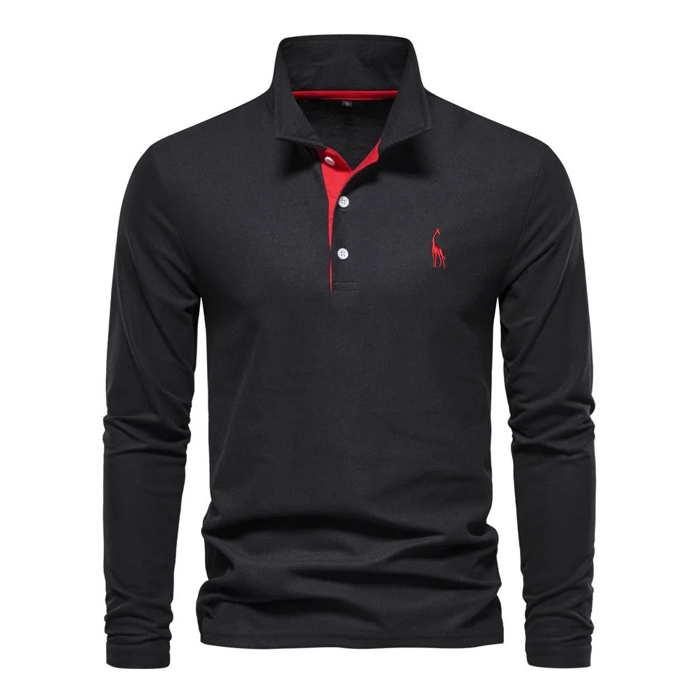 Long-Sleeve Polo Shirt | Cotton Blend | Classic & Versatile