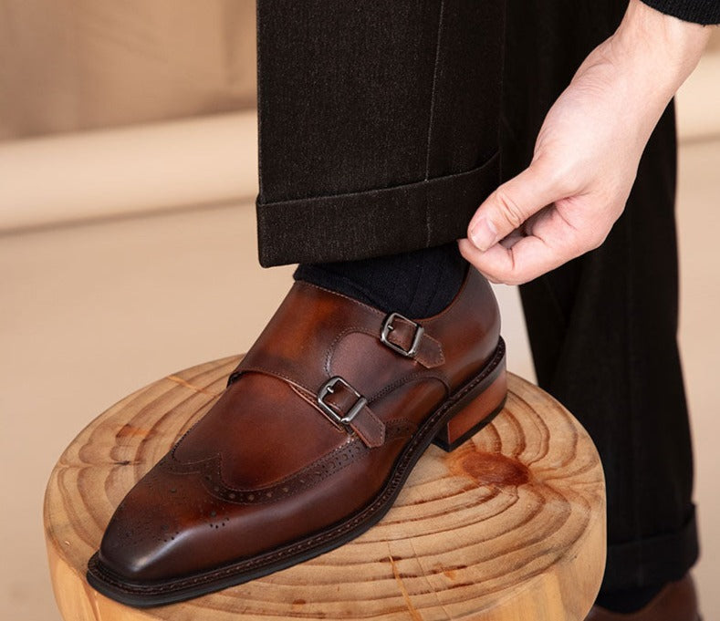 Men’s Leather Monk Strap Shoes | Classic & Sophisticated | Perfect for Formal Wear