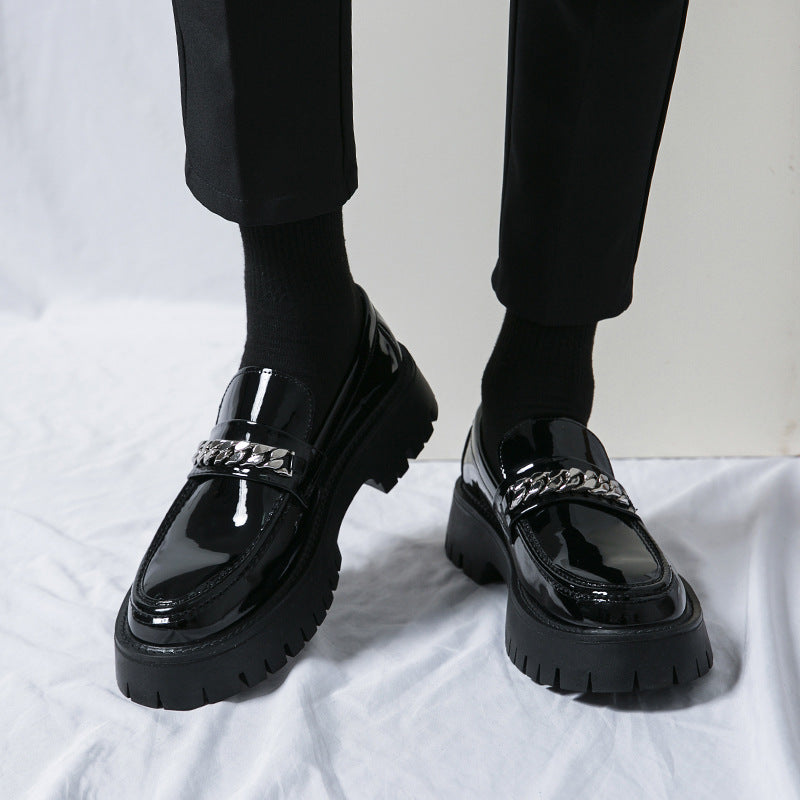 Chunky Patent Leather Loafers | Chain Detail | Modern & Stylish